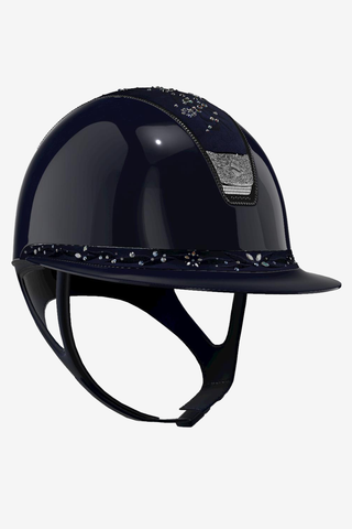 2.0 Glossy Miss Shield Flower Swarovski Jewel 300 Swarovski Crystal Blazon Silver Navy