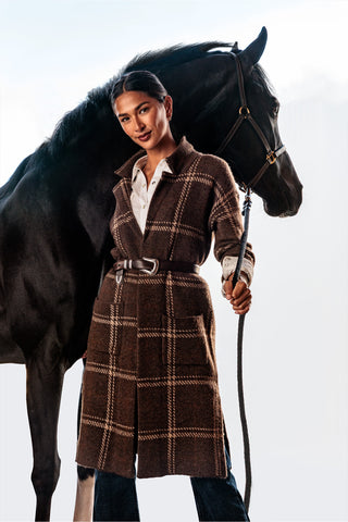 Ballston Cardigan Sorrel Horse Plaid