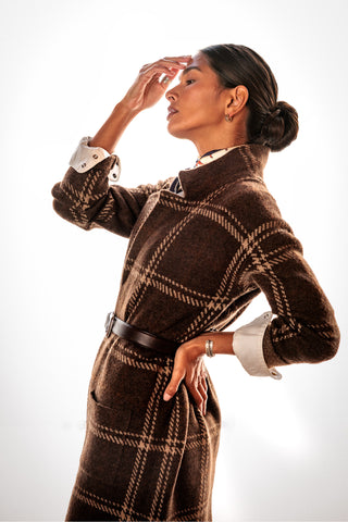 Ballston Cardigan Sorrel Horse Plaid