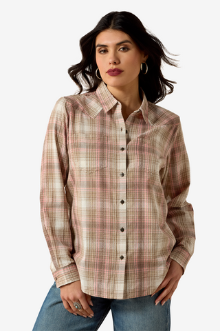 Skjorta REAL Billie Jean Vit/Coral Rutig