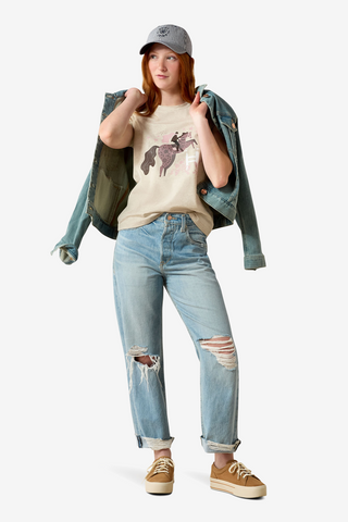 T-shirt Floral Leap Junior Oatmeal