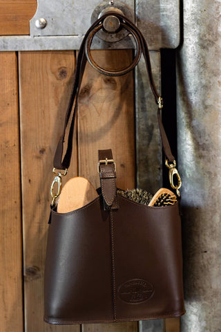 Grooming Bag Leather Small Brown