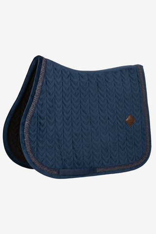 Saddle Pad Velvet Fishbone Plaited Glitter Rope Navy