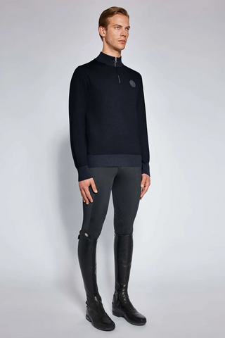 Bomull 1/2 Zip Herrtröja