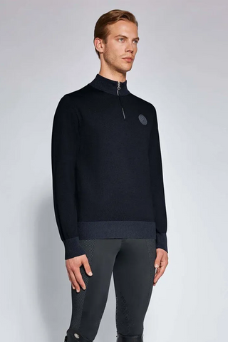 Bomull 1/2 Zip Herrtröja