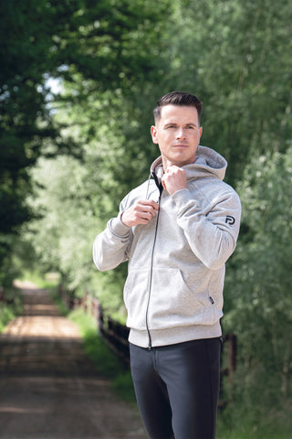Hoodie Men Grey Melange