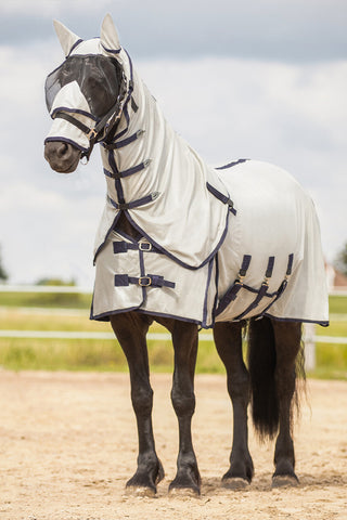Couverture anti-mouches Big Neck avec encolure et couvre-cou Gris