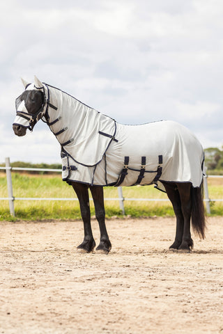 Couverture anti-mouches Big Neck avec encolure et couvre-cou Gris