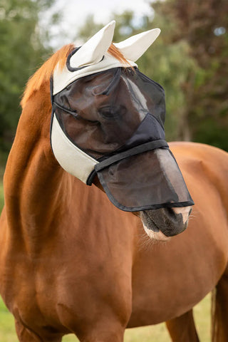 Fliegenhaube mit Ohren abnehmbare Nase Beige