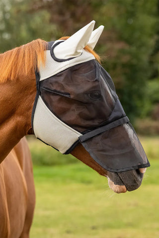 Fliegenhaube mit Ohren abnehmbare Nase Beige