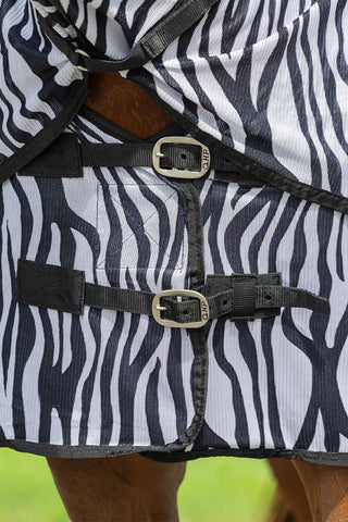 Fliegendecke mit Hals und Fliegenhaube Zebra