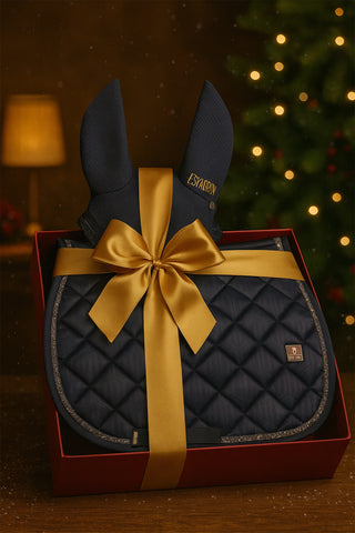 Set Heritage Dressur Schabracke + Fliegenhaube Navy