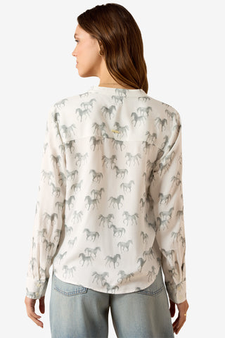 Thornbeck Bluse Hestemotiv Grå