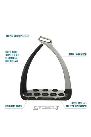 Säkerhetsstigbygel Steel1 Vita Svart/Silver