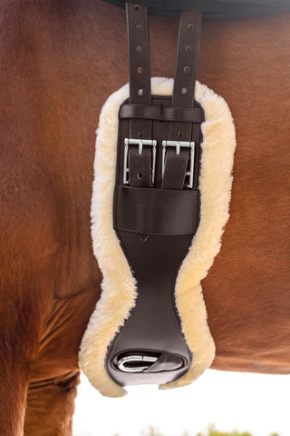 Dressage Girth Leather ECO Wool Brown