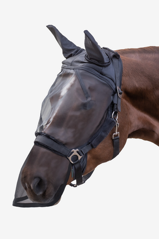 Fly Mask Ears+Nose For Halter Black