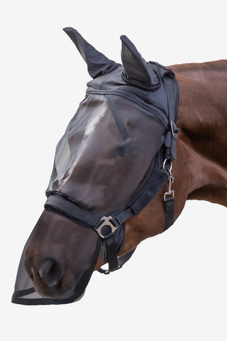 Fly Mask Ears+Nose For Halter Black