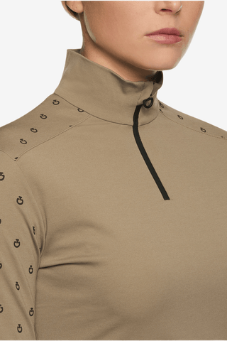 Cavalleria Toscana Mini Flock Print Half Zip Polo