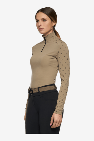 Cavalleria Toscana Mini Flock Print Half Zip Polo