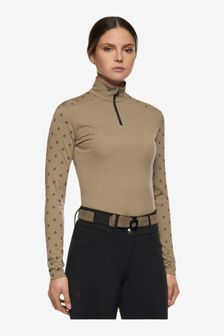 Cavalleria Toscana Mini Flock Print Half Zip Polo